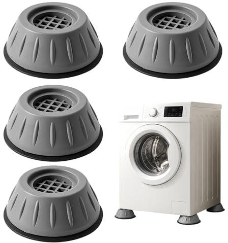 4PCS Patas Antivibración Lavadora, Soporte Universal de Goma para Lavadoras y Secadoras, Reductor de Ruido y Vibraciones, Elevador Antideslizante para Lavadoras, Electrodomésticos y Muebles