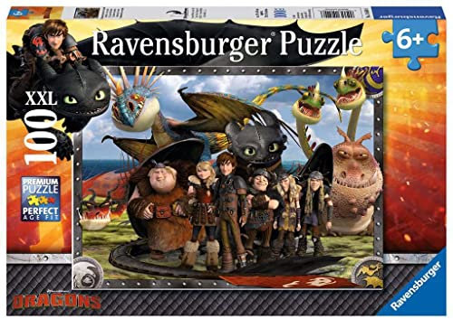 Ravensburger Kinderpuzzle - 10549 Ohnezahn und seine Freunde - Dragons-Puzzle für Kinder ab 6 Jahren, mit 100 Teilen im XXL-Format