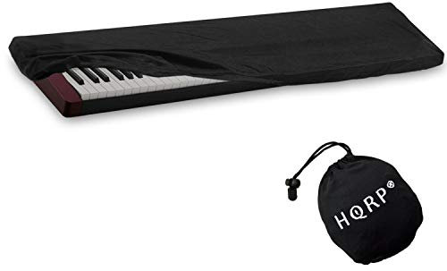 HQRP Elastischer Staubschutz mit Tasche für Casio Privia PX-160 / PX160 / PX-160BK / PX160BK / PX-160GD / PX160GD Elektronisches Keyboard Digital Piano + HQRP Untersetzer