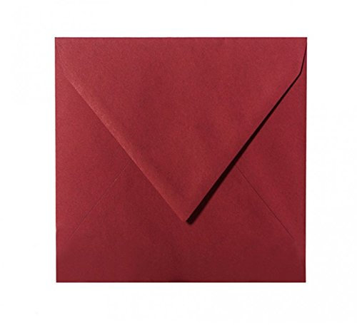 Paper24 50 quadratische Briefumschläge 100 x 100 mm, 10x10 cm, 120 g/m² mit Dreieckslasche Farbe: 24 Bordeaux