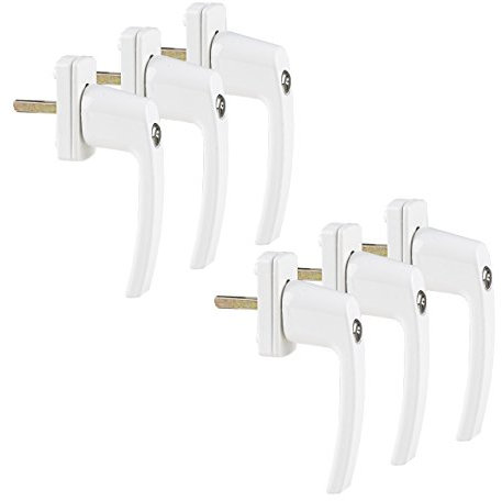 6 Stück Abschließbare Fenstergriffe mit je 2 Schlüsseln in weiß