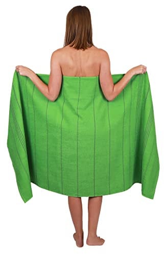 Betz XXL Badetuch - großes Strandtuch - Saunahandtuch aus 100% Baumwolle - Liegetuch - 90x180 cm - Lines - Farbe grün