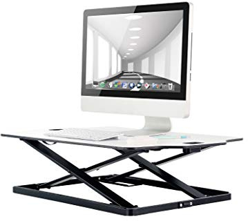 ProperAV Sit-Stand Up Desk, Steel, White, One Tier