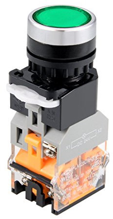 uxcell DPST - Interruptor de botón de 22 mm con luz LED roja y botón redondo