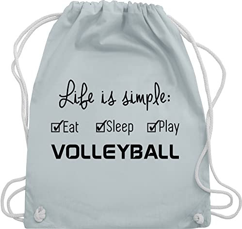 Shirtracer Turnbeutel Rucksack - Geschenke Zubehör - Life is simple Volleyball - Unisize - Pastell Blau - stoffbeutel baumwolle geschenk sport beuteltasche stoffsackerl tasche bags gym beutel bag