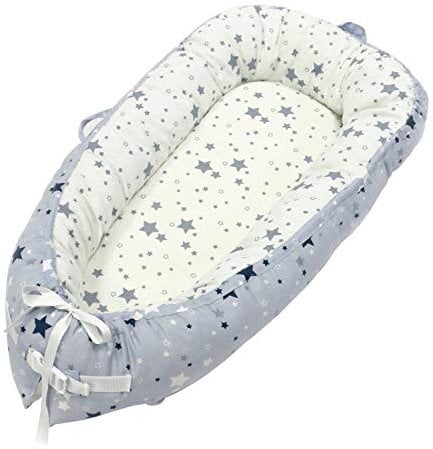 PB-SOAR 2-seitig 100% Baumwolle Babynest Nestchen Babybett Babykokon Reisebett Kuschelbett mit herausnehmbarer Matratze, multifunktionale Bettverkleinerung für Babys und Säuglinge (Muster 8)