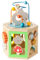 howa Motorikspielzeug My Rainbow, 6-seitiger Motorikwürfel aus Holz mit Steckwürfel, Schiebeelement, Motorikschleife und drehbaren Holzdetails, Baby Spielzeug 6010