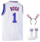 Bugs 1 Space Herren Filmtrikot Basketballtrikot mit Kopfreifen & Socken Weiß S-XXL, Weiss/opulenter Garten, XX-Large