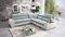 Ecksofa mit Schlaffunktion Seo III - Schlafsofa mit Bettkasten - Sofa L-Form 282x282 cm - Eckcouch - Gewebe mit Kunstleder - verstellbare Kopfstützen - Rechte Seite - Mintfarbe/Weiß - Modern 26