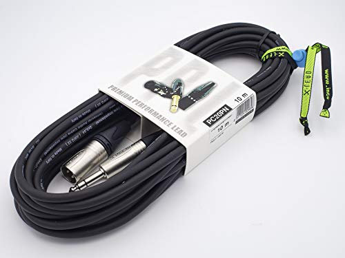 X-LEAD PC20BK100PN série PLATINUM, câble équilibré professionnel, XLR mâle/jack stéréo – Connecteurs neutrik – (10 m, noir) – Fabriqué en Italie par Inco Italy