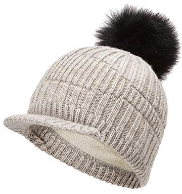Marhatter Cap Damen Mütze Strickmütze Wintermütze Damen Schirmmütze mit Pompon