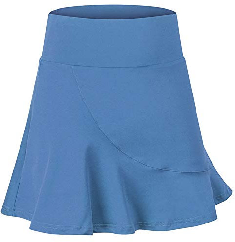 Lazzboy Leggings Damen High Waist Frauen Tennis Rock Taschen Elastic Sports Yoga Capris Röcke Legging Mit Knöchellange Engen Bescheiden Lauf Skort Hockey Hose 2 In 1 (Xc-Blau,S)