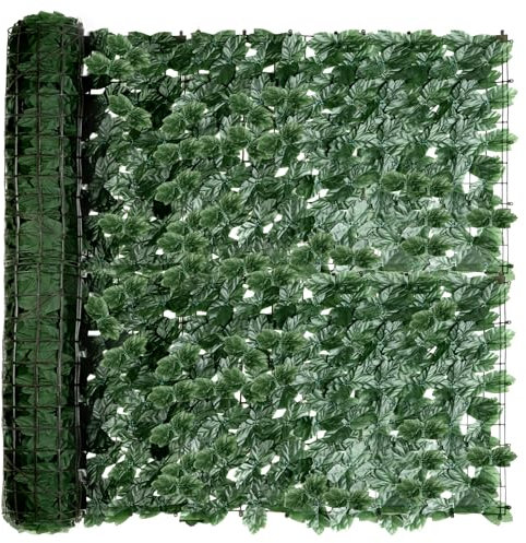 Pantalla artificial para valla de privacidad de hiedra, valla de cobertura artificial de hojas verdes, pantalla de hiedra de pared de césped falso para protección de privacidad 0,5 x 3 m