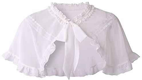 BLESSUME Viktorianischer Halskrause Vintage Mini Cape (White 1)