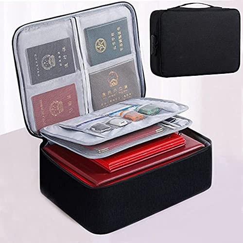 Große tragbare Dokumenten-Organizer-Tasche mit Schloss, Reise-Gadgets, Organizer, sichere Datei-Aufbewahrungstasche für wichtige Dokumente, Zertifikate, iPad, Reisepass, Karten