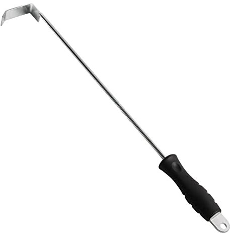 OLIGAI BBQ Ash Tool for Big Green Egg Stainless Steel Ash Tool Poker for Kamado Joe Charcoal Smoker Wood Burning Stove Ash Rake,Ash Tool for Other Charcoal Grills Corner Cleaner Accessories 17.5