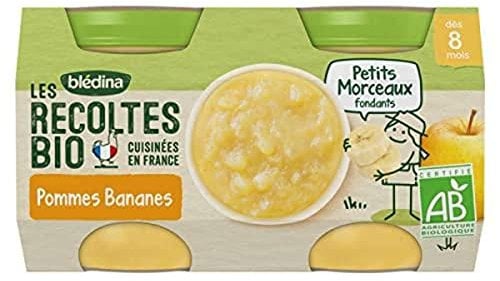 Les Récoltes Bio - Pommes bananes - Petits Morceaux - Dès 8 Mois - 2x130g