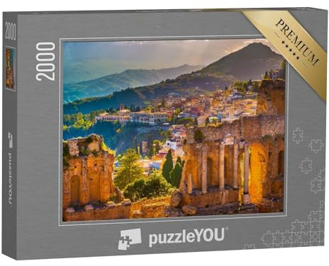 puzzleYOU: Puzzle 2000 Teile „Ruinen von Taormina: Theater bei Sonnenuntergang, Sizilien, Italien“ – aus der Puzzle-Kollektion Sizilien