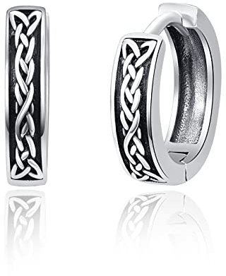 TANGPOET Creolen Ohrringe Silber 925 kleine Creole Schwarz Schläfer Kreolen Huggie Klapp Ohrring Geschenke für Damen Herren