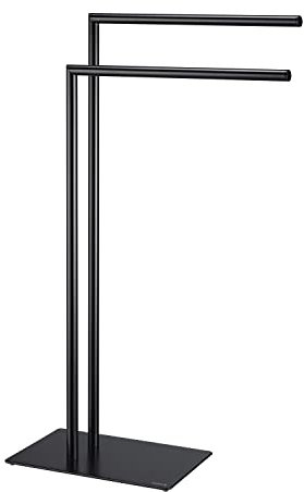 Sealskin Tube Handtuchhalter 2-armig, Handtuchständer freistehend mit 2 Handtuchstangen, auch als Kleiderständer zu verwenden, Metall, Schwarz