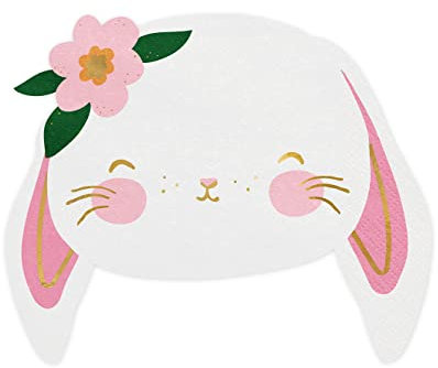 PartyDeco Servietten Hase 20 Stück 14,5x12cm 3-lagig Papierservietten Geburtstagsservietten Mädchen