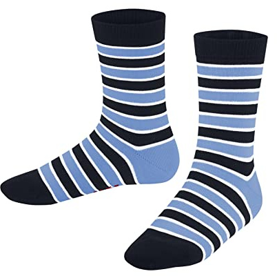 FALKE Unisex Kinder Socken Simple Stripes K So Baumwolle gemustert 1 Paar, Blau Marine 6120, 19-22