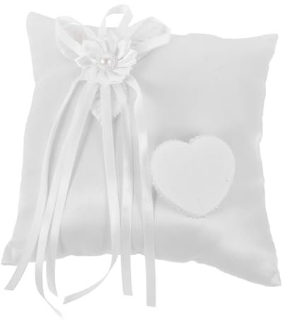 Veemoon Romantisches Weißes Ringkissen Quadratischer Blumenringhalter Hochzeitsdeko Mit Floraler Gestaltung Premium Stoffmaterial Für Hochzeiten Und Verlobungen