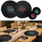 MEDOYOH 2er-Set Vinyl Schallplatte Platzsets mit Untersetzer Set, Rund Platzdeckchen Vinyl Tischsets Platzsets Schwarz Abwaschbar Hitzebeständig Anti-Rutsch für Küche Restaurant Home