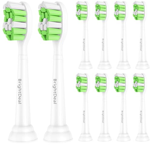 Brightdeal 10er Ersatzbürsten für Philips Sonicare Elektrische Zahnbürste Bürstenköpfe für EasyClean HealthyWhite 2 Series und Andere Snap-On-Griffen (weiß)