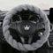 HighnessHwoo Luxuriöse Flauschige Winter Auto Lenkradbezüge für Damen, Weich, Warm, Plüsch, Niedlich, Auto Innenzubehör für Fahrzeug Limousine, rutschfest, Grau, Flauschig, Standardgröße(37–38cm)
