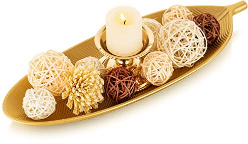 Hanobe Cuenco decorativo con diseño de hojas de popurrí: cuencos para llaves de hojas, plato dorado para joyas, decoración del hogar, pasillos, decoración para rellenos de cristal, portavelas de
