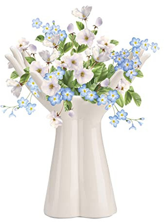 Sempoda Handvase für Blumen, kreative Keramik-Blumenvase, Pflanzenbehälter, fein gearbeiteter einzigartiger Pflanzen-Blumentopf, Keramik-Blumenvasen für Zuhause, Büro, Desktop-Ornament, glasierte