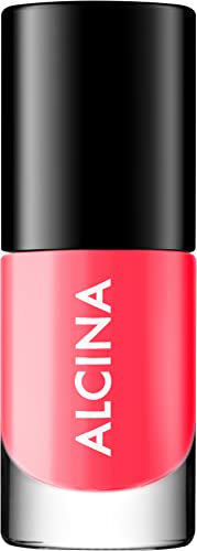 ALCINA Nail Colour flamingo - Einfaches und streifen freies Auftragen dank des speziell geformten Pinsels - brillante, intensiv deckende und langanhaltende Nägel - Nagellack in Pink - 5ml - deckend