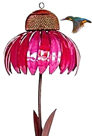 PURBLE Blumen-Vogelhäuschen, Stehender Sonnenhut-Vogelhäuschen, Kornblumen-Vogelhäuschen aus Metall für den Außenbereich, Heimgarten, Gartendekoration