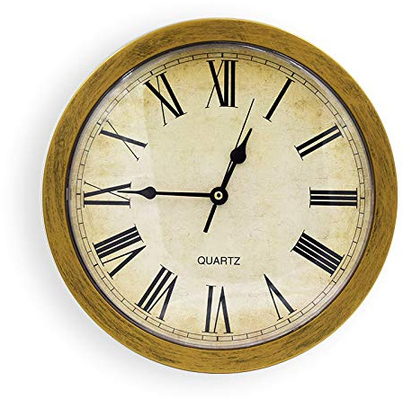 Restokki Reloj de Pared Secreto Oculto Redondo Vintage, Caja Fuerte de Seguridad para Joyas, Dinero en Efectivo y Objetos de Valor (gold)