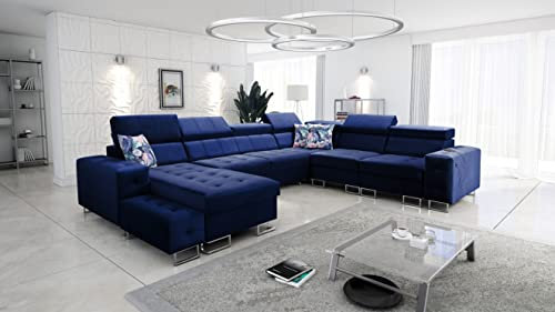 All4All Ecksofa Hugo VIII cm 362x288cm - Schlaffunktion - Bettkasten - U-Form - Couch - Eckcouch - Schlafsofa - Sofaeck - Bett - Wohnlandschaft -Magic Velvet 2216 Seite Links 26