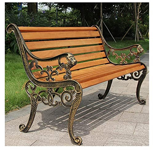 Outdoor Bank Terrassenbank Veranda Möbel Outdoor Bank Massivholz Rahmen Gusseisen Gartenbank Massiv Holz Gartenbank Rostfrei Massivholz Outdoor Möbel Retro Metall Bank