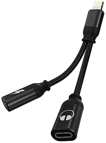 iPhone Audio Charger Dongle Splitter (2in1) Dual Lightning Headphone Adapter Apple MFI Certified Charging Jack AUX Cable Converter for 14 13 12 11 Pro Max Mini 7 X Xr 8 Plus Xs Earphone Cord Connector