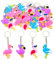 JZK 24x Porte-clés Flamingo pour Cotillons Hawaïens, Accessoires Déco Tropicale, Cadeaux Remerciement Invités, Gadget Fête Caraïbes
