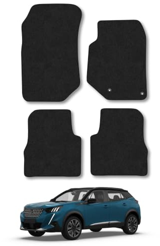 Peugeot 2008 (2019+) Carpet Car Mats | Black Edge Trim Tailored Fit Floor Mats Full Coverage Protection Accessories Easy Clean Anti Slip Made in the UK