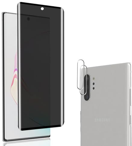 Jewloofa Privacy Schutzfolie für Samsung Galaxy Note 10 Plus Panzer Schutz Glas, 2 Stück Kameraschutz und 1 Stück Anti Spähen Privatsphäre Sichtschutzfolie,Anti-Spy Panzerfolie für Galaxy Note 10 Plus