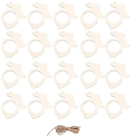 Cabilock 20st Kaninchen-serviettenringe Hasenohr Serviettenring Halter Bauernserviettenringe Halter Für Serviettenringe Osterhasen-serviettenringhalter Esstisch Deko Holz Schnalle Karte