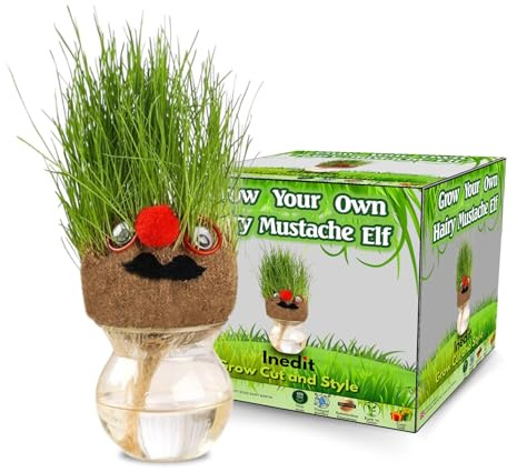 Grow Your Own Kits - Grow Your Own Hairy Mustache Man - Perfect and Funny Gift for Men Women Kids - Fresh Grass Plant for Home and Garden Decoration