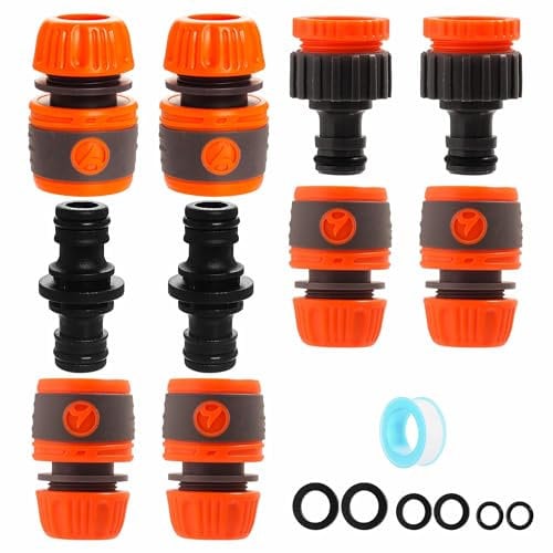 Garden Hose Connectors and Fittings Set - Outside Tap to Hose Adapter, 3/4'' & 1/2'' Double Male Fittings