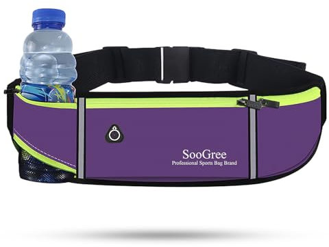 SooGree Cintura da corsa da uomo e donna, regolabile, marsupio impermeabile da corsa, marsupio con striscia riflettente, cintura da corsa per corsa, passeggiate, ciclismo, campeggio, palestra, Viola,