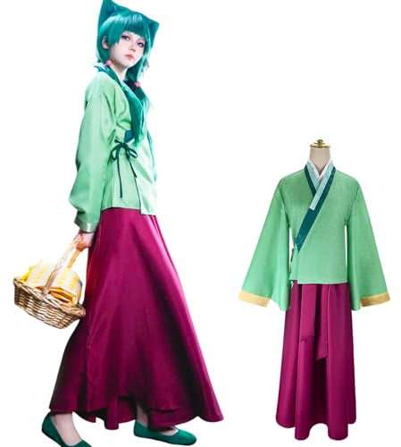 CR ROLECOS Anime The Apothecary Diaries Maomao Cosplay Kostüm Hanfu mit Perück Outfit Kleider Full Set Halloween Karneval Party Anzug L
