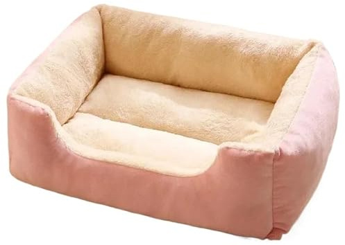 leaderss Bed Pet,Pet Bed Sofa Cat Beds Dog Sofa Soft Pet Square Plush Kennel Warm Thickened Cat Bed Washable Plush Medium Small Dog Bed House Pet Supplies(Pink,70x50cm)