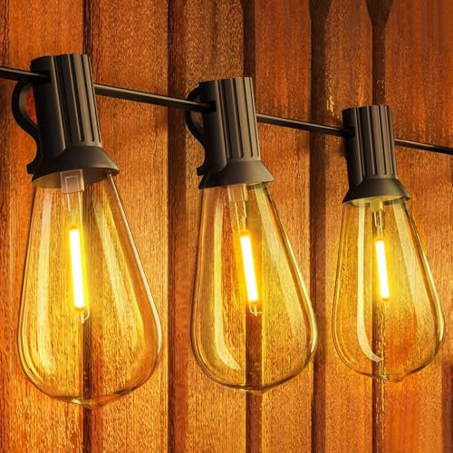 Yuucio 55M Lichterkette Außen Outdoor, LED ST38 Aussen Hängende Glühbirnen Mit 90+3 Plastik Birnen, Wasserdicht IP44 Lights für Garten, Terrasse, Party, Café, 2700K Warmweiß
