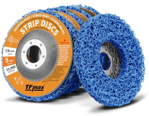 125mm x 22mm Stripping Discs for Rust and Paint Removal - Poly Abrasive Angle Grinder Wheels, 5-Pack (Blue)