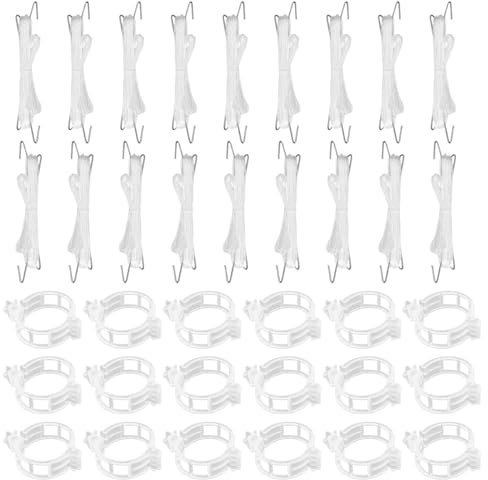 MQIAN Tomatenhaken, 18 Stück Tomatenhaken mit Schnur, 18 Stück Pflanzenstützklammer Pflanzenclips Tomaten, Tomaten Haken Set，Ideale Unterstützung fü Ihr Tomatenwachstum